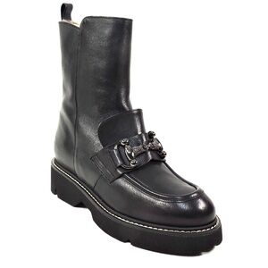 CHIARA COLINI 🇮🇹 WOMEN'S BLACK SOFT LEATHER WINTER COMFORT FUR BOOTIE